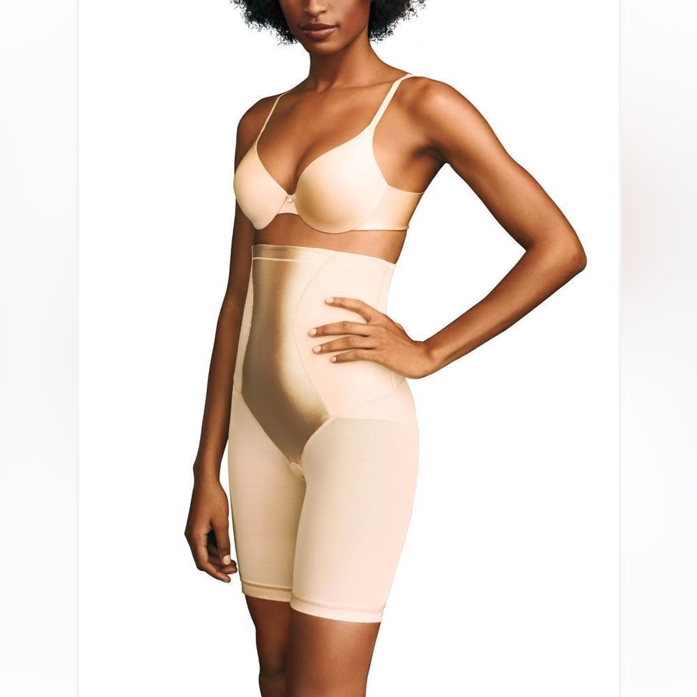 Maidenform- Women’s Tan Nude High Waist Thigh Slimmer Shapewear, Size Large